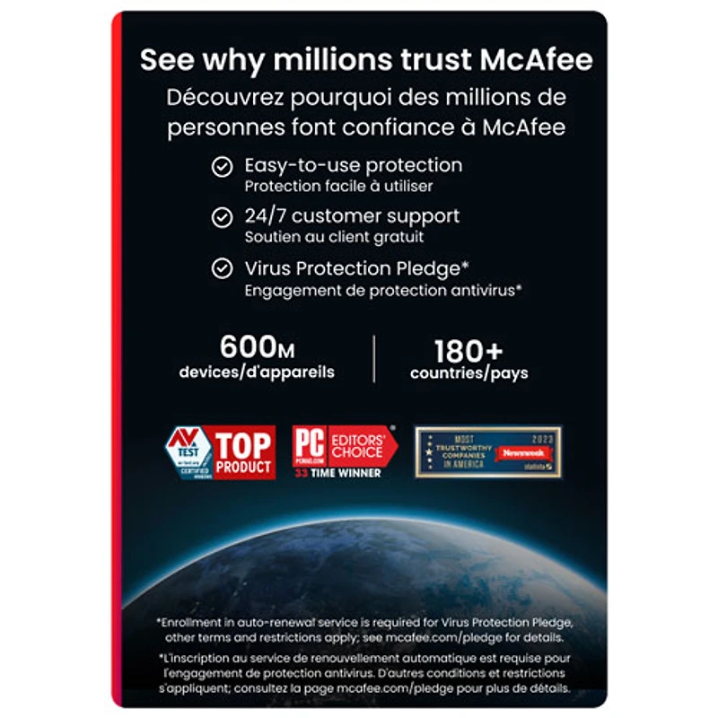 McAfee Total Protection (PC/Mac/iOS/Android) - 3 appareils - 1 an