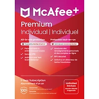 McAfee+ Premium Individual (PC/Mac/iOS/Android) - Appareils illimités - 1 an