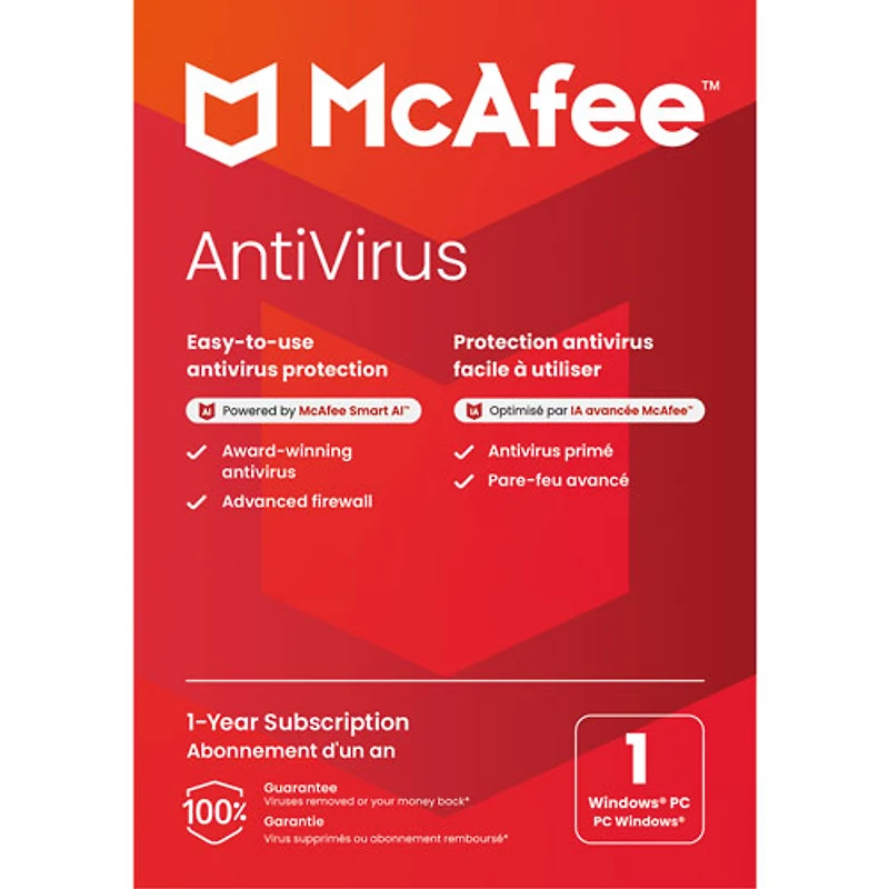 McAfee AntiVirus (PC) - 1 appareil - 1 an