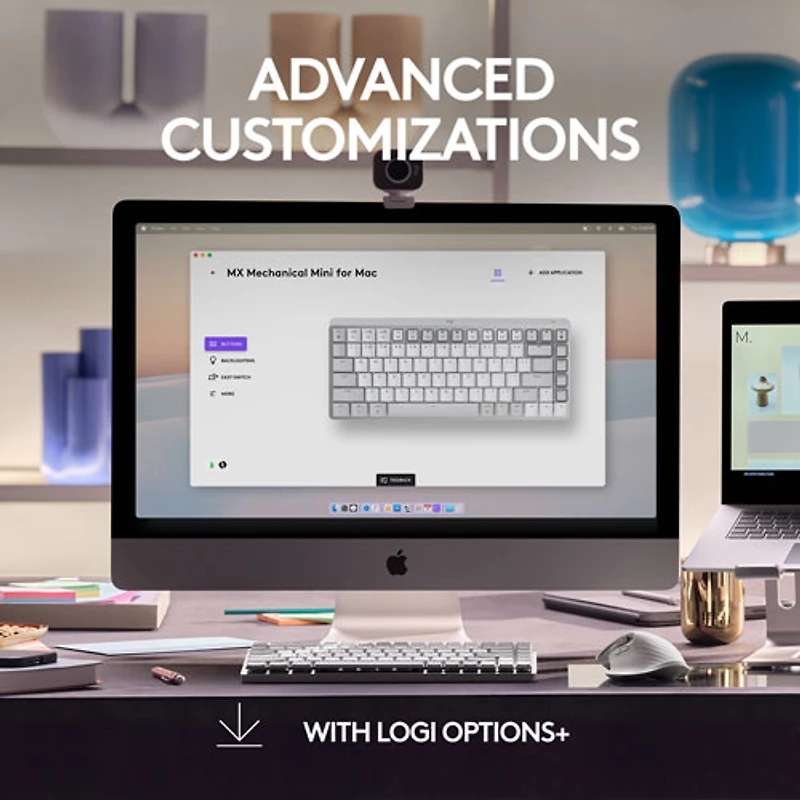 Clavier ergonomique rétroéclairé mécanique Bluetooth MX Mini de Logitech pour Mac - Gris pâle