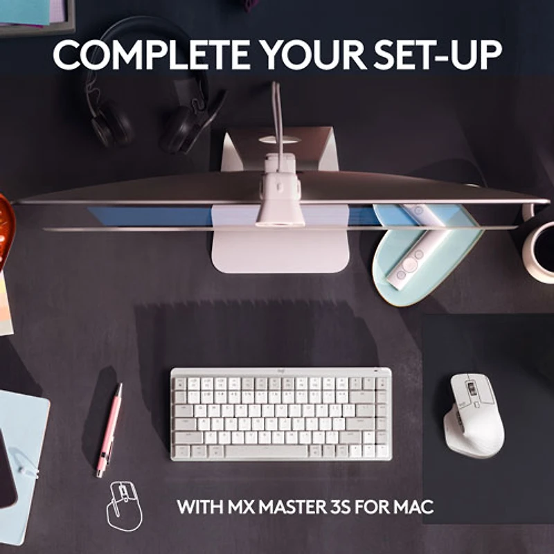 Clavier ergonomique rétroéclairé mécanique Bluetooth MX Mini de Logitech pour Mac - Gris pâle