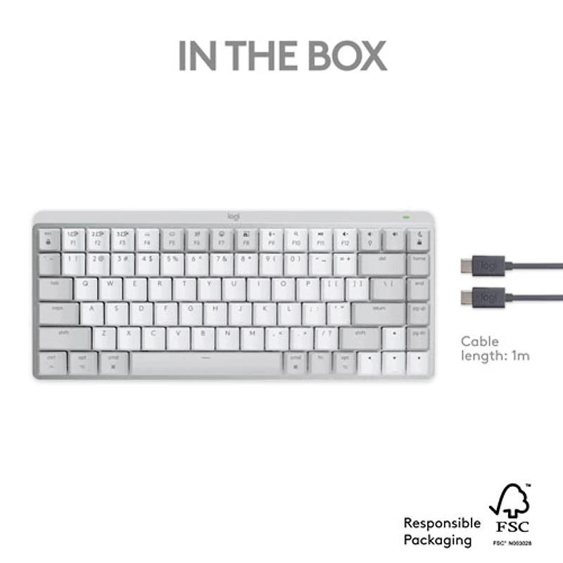 Clavier ergonomique rétroéclairé mécanique Bluetooth MX Mini de Logitech pour Mac - Gris pâle