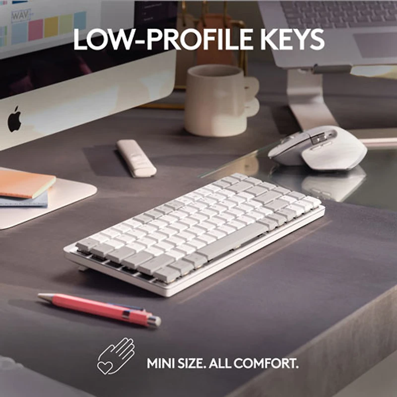 Clavier ergonomique rétroéclairé mécanique Bluetooth MX Mini de Logitech pour Mac - Gris pâle
