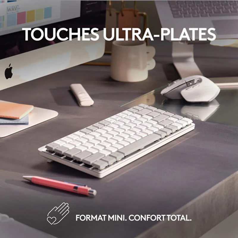 Clavier ergonomique rétroéclairé mécanique Bluetooth MX Mini de Logitech pour Mac - Gris pâle