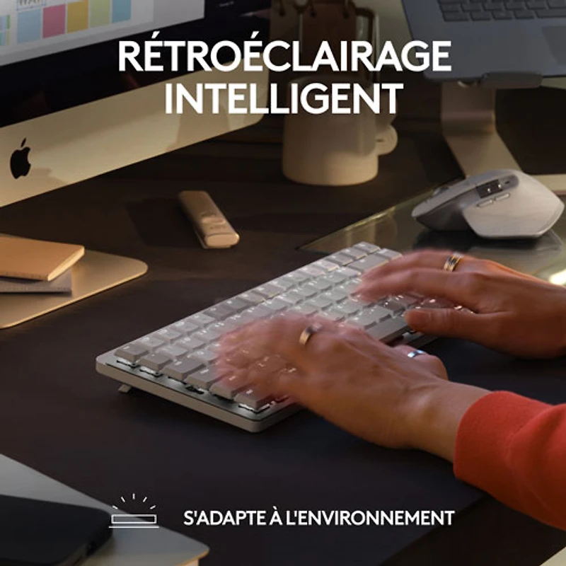 Clavier ergonomique rétroéclairé mécanique Bluetooth MX Mini de Logitech pour Mac - Gris pâle