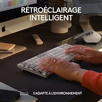 Clavier ergonomique rétroéclairé mécanique Bluetooth MX Mini de Logitech pour Mac - Gris pâle