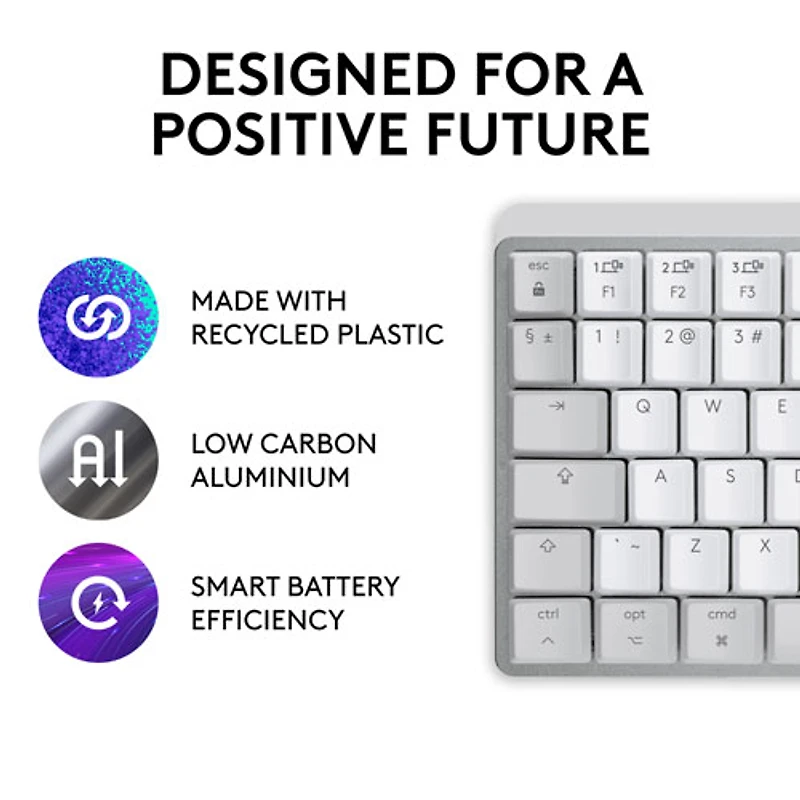 Clavier ergonomique rétroéclairé mécanique Bluetooth MX Mini de Logitech pour Mac - Gris pâle