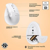 Logitech Lift Ergonomic 4000 DPI Wireless Mouse for Mac - Off-White