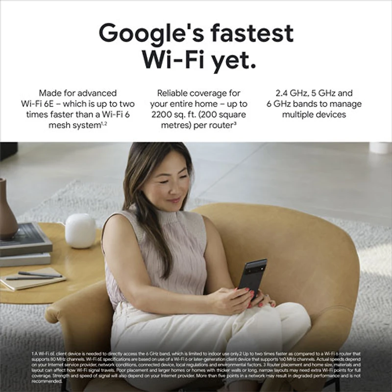 Routeur Wi-Fi 6E Google Nest Pro - Neige - Paquet de 3