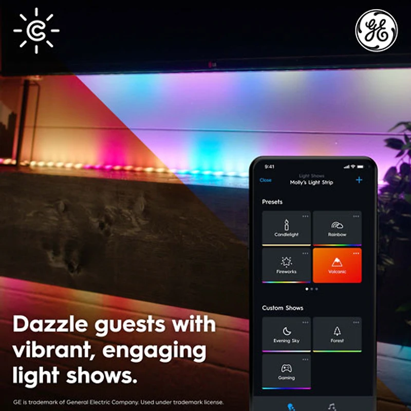 GE Cync 4.9m (16 ft.) Dynamic Effects Gradient Outdoor Smart Light Strip - Multi-Colour