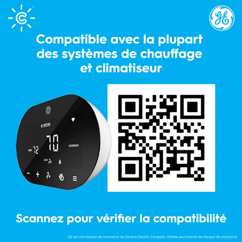 Thermostat Wi-Fi intelligent Cync de GE - Noir