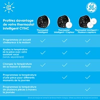 Thermostat Wi-Fi intelligent Cync de GE - Noir