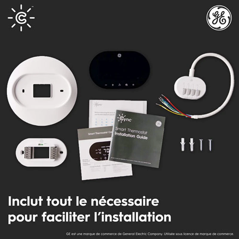 Thermostat Wi-Fi intelligent Cync de GE - Noir
