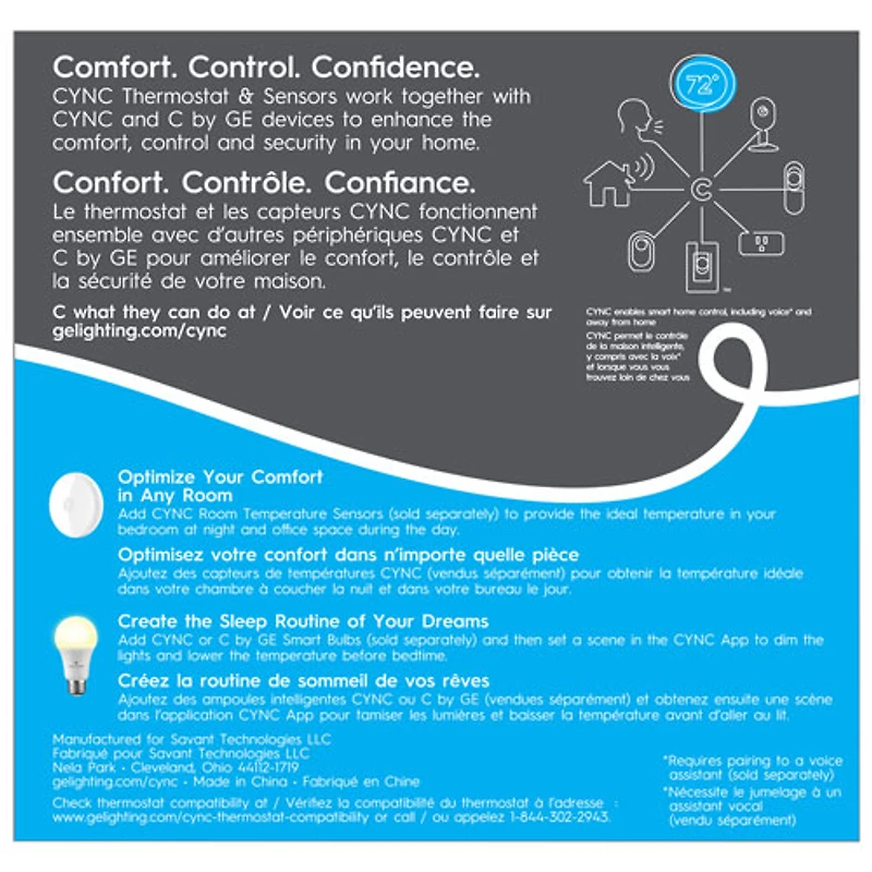 Thermostat Wi-Fi intelligent Cync de GE - Noir