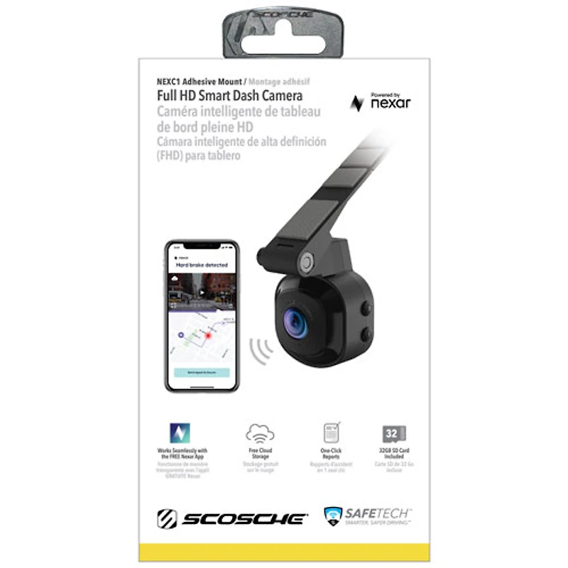 Caméra de tableau de bord HD intégrale 1080p avec Wi-Fi de Scosche