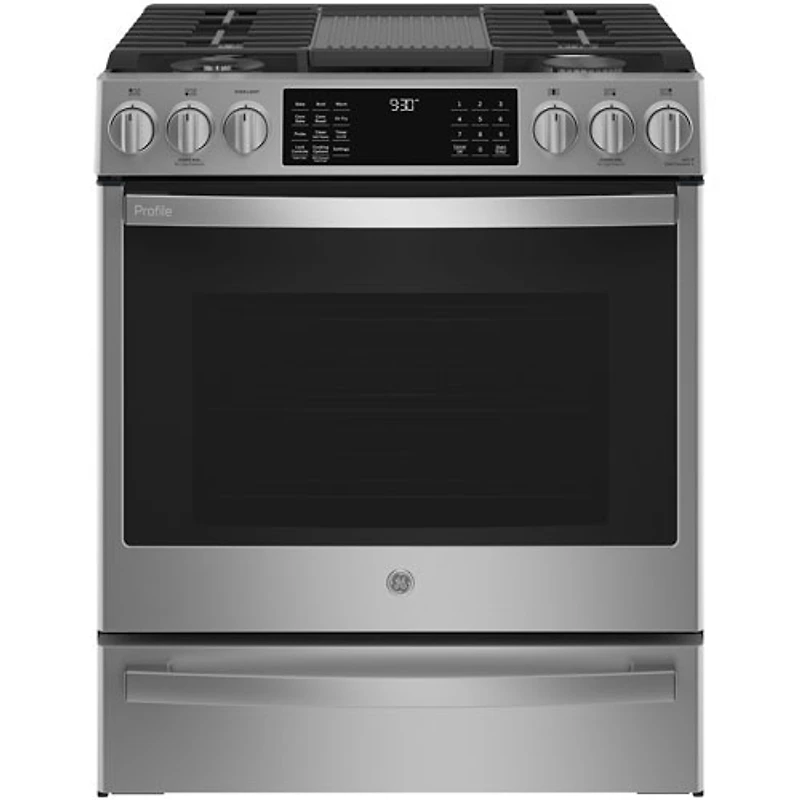 Open Box - GE Profile 30" 5.6 Cu Ft Gas Air Fry Range (PCGS930YPFS) - Stainless - Perfect Condition