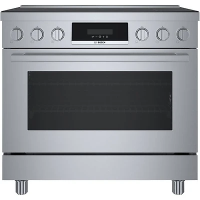 Cuisinière à induction à convection véritable 5 éléments 36 po série 800 po de Bosch (HIS8655C) - Inox