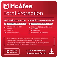 McAfee Total Protection (Windows/Mac/Android/iOS) - 3 Devices - 1 Year - Digital Download