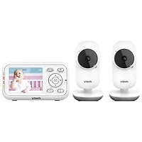 Interphone surveillance vidéo 2,8 po avec 2 caméras, vision nocturne et communication bidirectionnelle de VTech (VM3252-2)