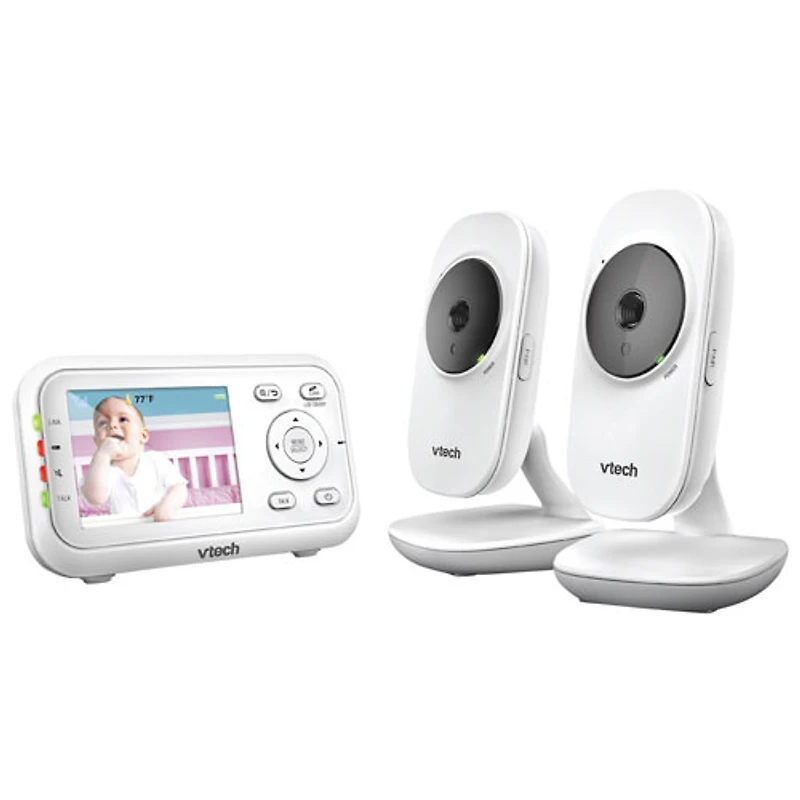 Interphone surveillance vidéo 2,8 po avec 2 caméras, vision nocturne et communication bidirectionnelle de VTech (VM3252-2)