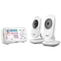 Interphone surveillance vidéo 2,8 po avec 2 caméras, vision nocturne et communication bidirectionnelle de VTech (VM3252-2)