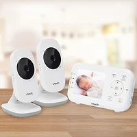 Interphone surveillance vidéo 2,8 po avec 2 caméras, vision nocturne et communication bidirectionnelle de VTech (VM3252-2)
