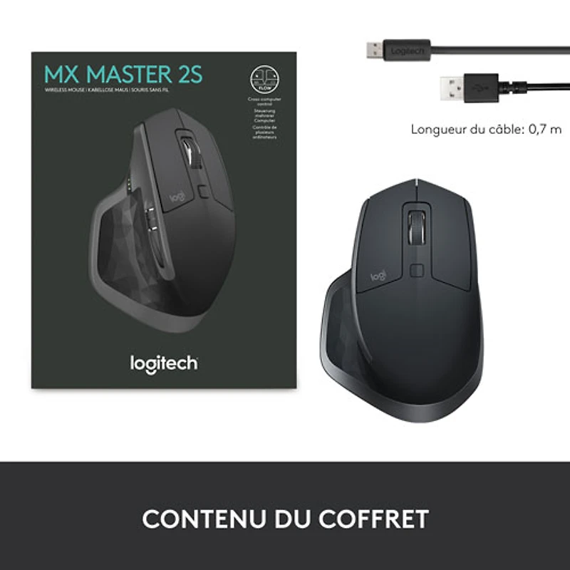 Souris laser Bluetooth MX Master 2S de Logitech - Graphite