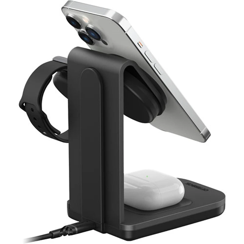 Station de chargement sans fil 3-en-1 de 15 W avec MagSafe d'OtterBox (78-80871) - Noir