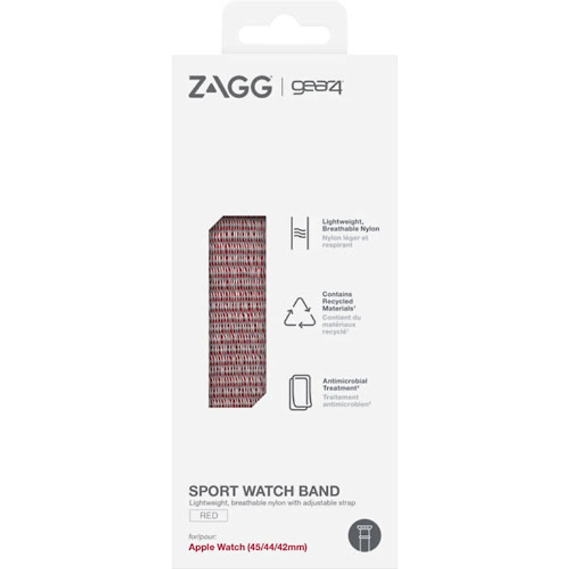 Bracelet sport de Gear4 pour Apple Watch 42/44/45 mm - Rouge