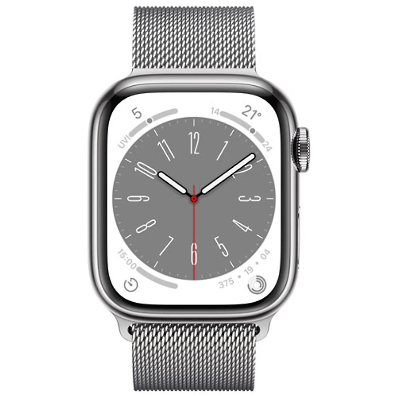 Apple Watch Series 8 mm (GPS + Cell) en acier inoxydable argenté et bracelet milanais argenté de Rogers - /M