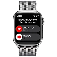 Apple Watch Series 8 mm (GPS + Cell) en acier inoxydable argenté et bracelet milanais argenté de Rogers - /M