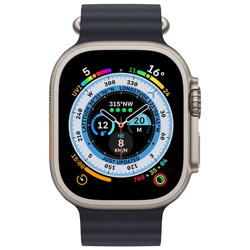 Apple Watch Ultra (GPS + Cellular) avec boîtier de 49 mm en titane et bracelet océan minuit de Rogers - Financement mensuel