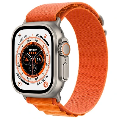 Apple Watch Ultra (GPS + Cellular) avec boîtier de 49 mm en titane et bracelet alpin orange de Rogers - Petit - Financement mensuel