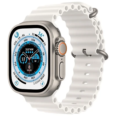 Apple Watch Ultra (GPS + Cellular) avec boîtier de 49 mm en titane et bracelet océan blanc de Rogers - Financement mensuel