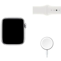 Apple Watch SE mm (GPS + Cell) en aluminium argenté avec bracelet sport blanc (2022) de TELUS