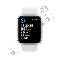 Apple Watch SE mm (GPS + Cell) en aluminium argenté avec bracelet sport blanc (2022) de TELUS