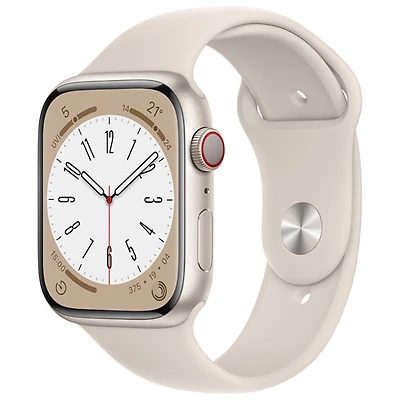 Apple Watch Series 8 45 mm (GPS + Cell) en aluminium comète avec bracelet sport comète de TELUS - M/G - Financement mensuel