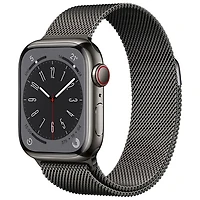 Apple Watch Series 8 mm (GPS + Cell) en acier inoxydable graphite et bracelet milanais graphite de TELUS - /M
