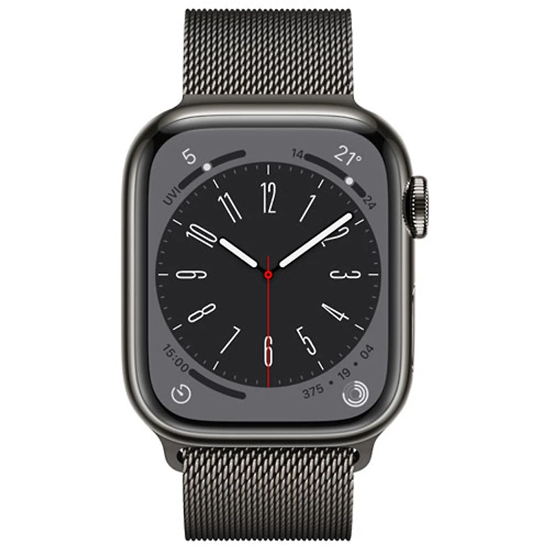 Apple Watch Series 8 mm (GPS + Cell) en acier inoxydable graphite et bracelet milanais graphite de TELUS - /M