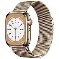 Apple Watch Series 8 mm (GPS + Cell) en acier inoxydable doré et bracelet milanais doré de TELUS - /M