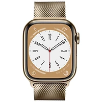 Apple Watch Series 8 mm (GPS + Cell) en acier inoxydable doré et bracelet milanais doré de TELUS - /M