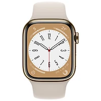 Apple Watch Series 8 41 mm (GPS + Cell) en acier inoxydable doré avec bracelet sport comète de Rogers - P/M - Financement mensuel
