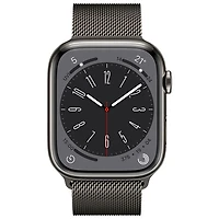 Apple Watch Series 8 45 mm (GPS + Cell) en acier inoxydable graphite et bracelet milanais graphite de Rogers - M/G - Financement mensuel