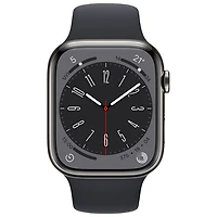 Apple Watch Series 8 45 mm (GPS + Cell) en acier inoxydable graphite et bracelet de sport minuit de TELUS - M/G - Financement mensuel