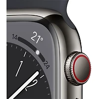 Apple Watch Series 8 45 mm (GPS + Cell) en acier inoxydable graphite et bracelet de sport minuit de TELUS - M/G - Financement mensuel
