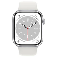 Apple Watch Series 8 45 mm (GPS + Cell) en aluminium argenté et bracelet de sport blanc de TELUS - M/G - Financement mensuel