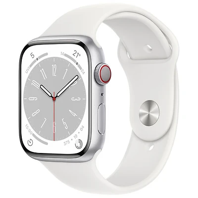 Apple Watch Series 8 mm (GPS + Cell) en aluminium argenté avec bracelet sport blanc de Virgin Plus - M