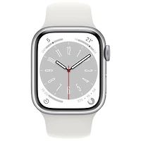 Apple Watch Series 8 41 mm (GPS + Cell) en aluminium argenté et bracelet de sport blanc de Rogers - P/M - Financement mensuel