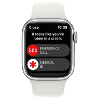 Apple Watch Series 8 41 mm (GPS + Cell) en aluminium argenté et bracelet de sport blanc de Bell - P/M - Financement mensuel