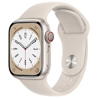 TELUS Apple Watch Series 8 (GPS + Cellular) 41mm Starlight Aluminum Case w/ Starlight Sport Band - S/M - Monthly Financing